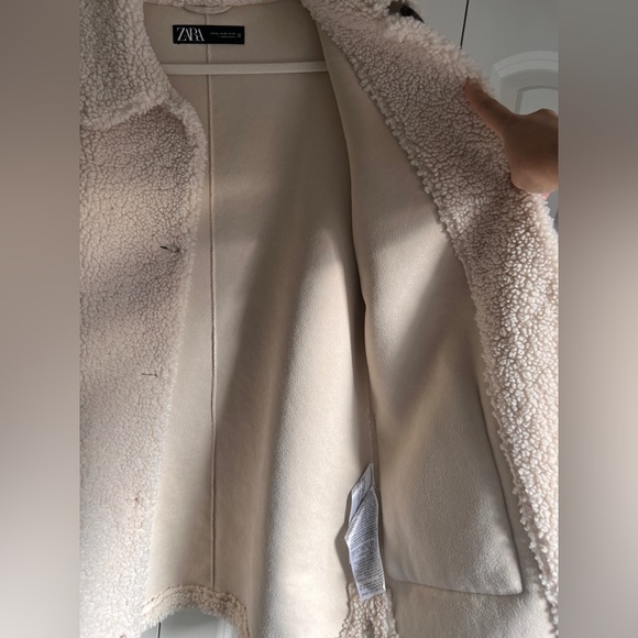 Zara Off-White Teddy Jacket - Picture 4 of 5